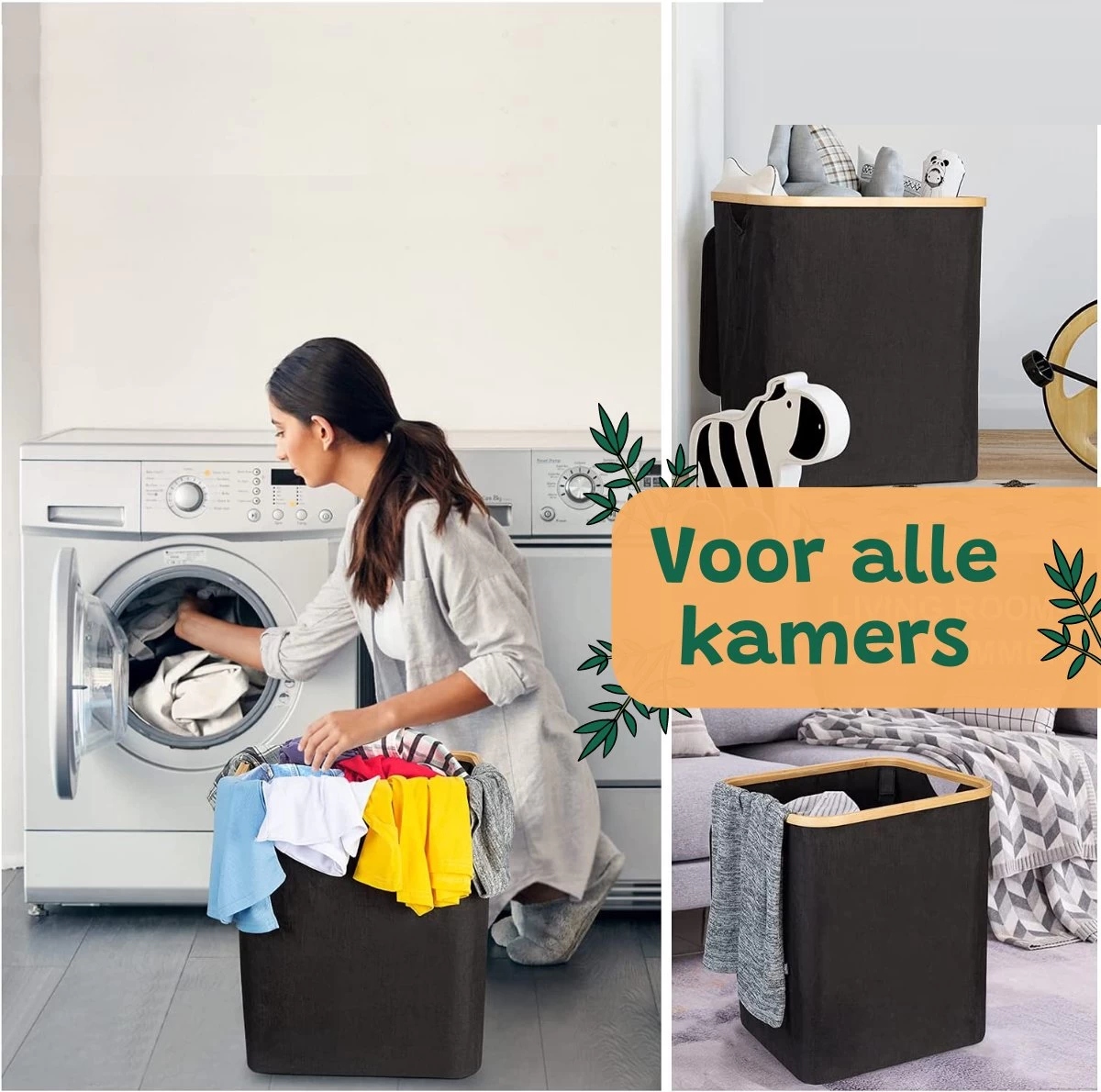 BrandtBergkamp Wasmand Zwart - 2 Stuks - Opvouwbare Wasmand - Wassorteerder - 150L 5 BrandtBergkamp Wasmand Zwart - 2 Stuks - Opvouwbare Wasmand - Wassorteerder - 150L - Afbeelding 3