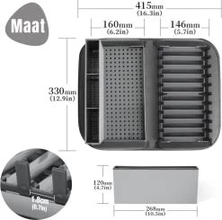 Afdruiprek Met Lekbak - Inclusief Afdruipmat - Opvouwbaar - Afwasrek Met Uitneembare Bestekhouder - Voor Bestek, Borden, Pannen En Schalen 9 Afdruiprek Met Lekbak - Inclusief Afdruipmat - Opvouwbaar - Afwasrek Met Uitneembare Bestekhouder - Voor Bestek, Borden, Pannen En Schalen -Schoonmaakartikelen Winkel 1200x1192 1