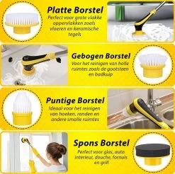 Trendosa Elektrische Schoonmaakborstel - Elektrische Schrobborstel - Poetsmachine - Handborstel - Scrubber- De Badkamer/Keuken/Auto- 10 Opzetstukken Geel 15 Trendosa Elektrische Schoonmaakborstel - Elektrische Schrobborstel - Poetsmachine - Handborstel - Scrubber- De Badkamer/Keuken/Auto- 10 Opzetstukken Geel -Schoonmaakartikelen Winkel 1200x1195 11