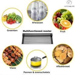 Kitch&Life Afdruiprek Oprolbaar - Mat Zwart - Pannenonderzetter - Afdruipmat - Keukenrek 3-in-1 -Schoonmaakartikelen Winkel 1200x1198 21