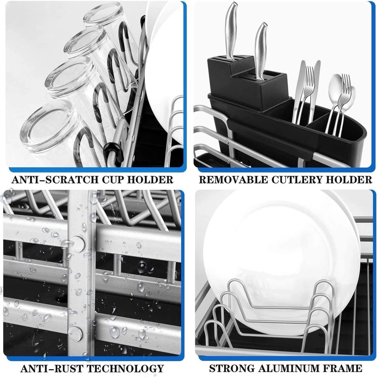 Doogo® Afdruiprek Met Bestekkorf En Lekbak Voor Keukenborden En Bestek Afdruiprek Met Draaibare Uitloop 9 Doogo® Afdruiprek Met Bestekkorf En Lekbak Voor Keukenborden En Bestek Afdruiprek Met Draaibare Uitloop - Afbeelding 7