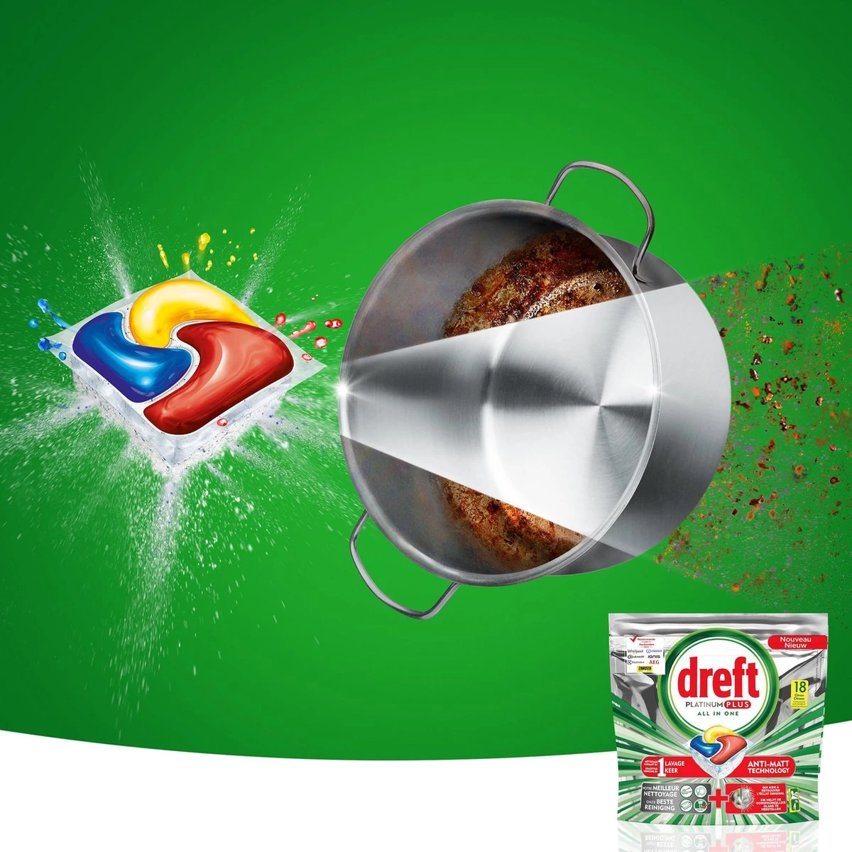 Dreft Platinum Plus Citroen - Voordeelverpakking 5x18 Stuks - Wasmiddel Capsules 6 Dreft Platinum Plus Citroen - Voordeelverpakking 5x18 Stuks - Wasmiddel Capsules - Afbeelding 4
