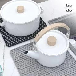 BODO Gootsteenmat Siliconen Donker Grijs - 34.5 X 34.5 Cm - Keuken Accessoires - Gootsteen Beschermer - Onderzetters Siliconen - Anti Kras -Schoonmaakartikelen Winkel 1200x1200 1069