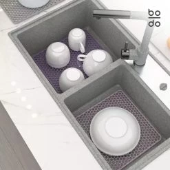 BODO Gootsteenmat Siliconen Donker Grijs - 30.5 X 30.5 Cm - Keuken Accessoires - Gootsteen Beschermer - Onderzetters Siliconen - Anti Kras - Gootsteen Accessoires -Schoonmaakartikelen Winkel 1200x1200 1073