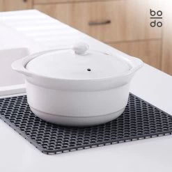 BODO Gootsteenmat Siliconen Donker Grijs - 30.5 X 30.5 Cm - Keuken Accessoires - Gootsteen Beschermer - Onderzetters Siliconen - Anti Kras - Gootsteen Accessoires -Schoonmaakartikelen Winkel 1200x1200 1076