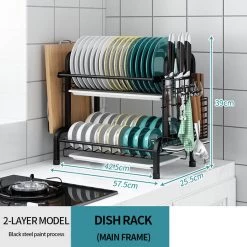 Merkloos Afdruiprek - Afdruiprek Met Lekbak - Afwas - Metaal - Zwart - RVS Afwasrek -Schoonmaakartikelen Winkel 1200x1200 1082