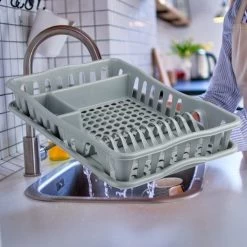 Merkloos Decopatent® Afdruiprek Voor Afwas - Afdruiprekje Met Lekbak - Kunststof Afdruipmat - Afwassen Borden & Bestek - 32.5x49x9 - Grijs -Schoonmaakartikelen Winkel 1200x1200 1163