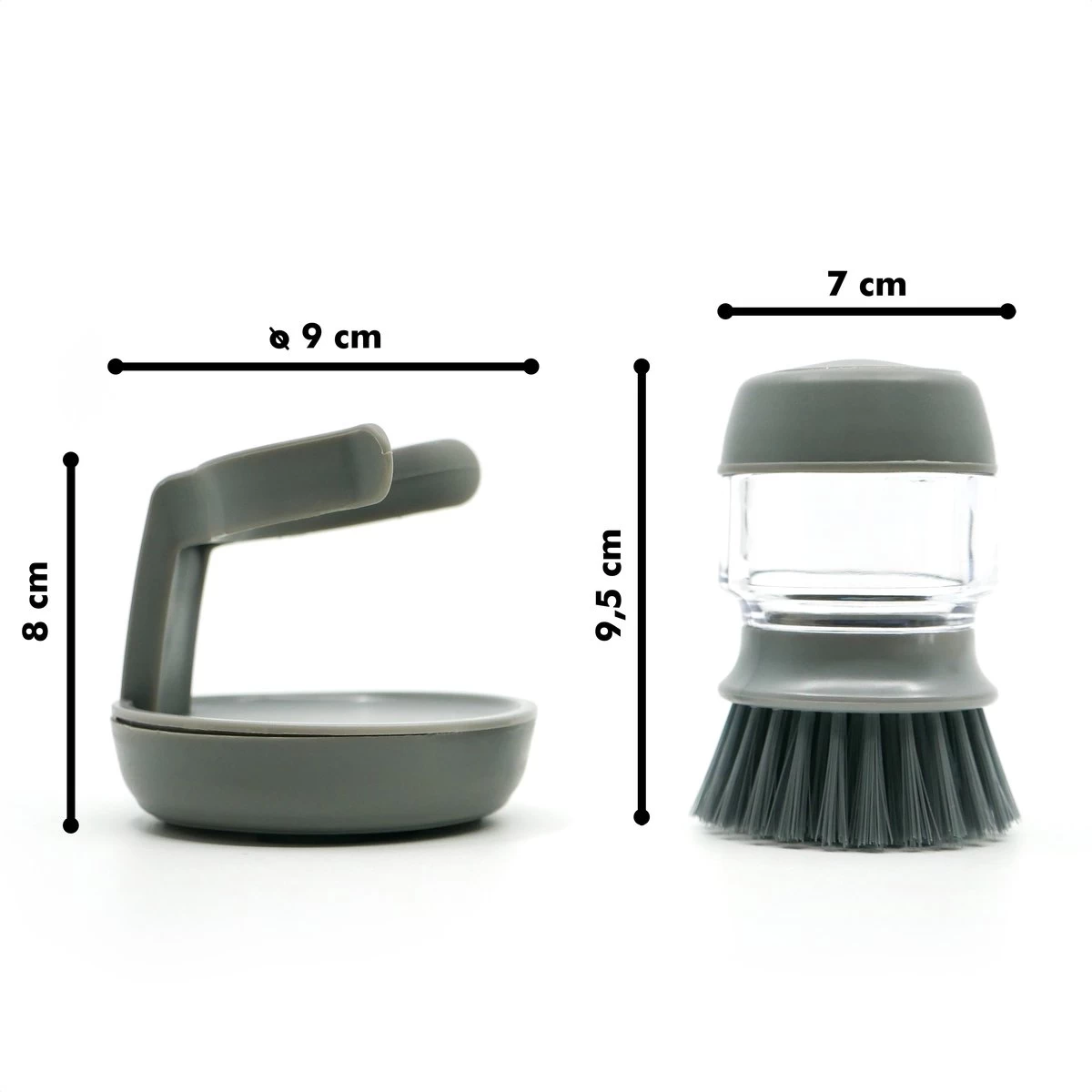 In Round Afwasborstel Met Zeepdispenser / Zeepreservoir – Inclusief Houder – Grijs – Afwas Borstel – Zeep Handborstel – Doseerpomp – Afwasmiddel Dispenser – Navulbaar 5 In Round Afwasborstel Met Zeepdispenser / Zeepreservoir – Inclusief Houder – Grijs – Afwas Borstel – Zeep Handborstel – Doseerpomp – Afwasmiddel Dispenser – Navulbaar - Afbeelding 4