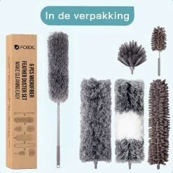 ForDig 7-Delige Plumeau Set - Duster Met Telescoopsteel Uitschuifbaar Tot 250 Cm - Inclusief Ragebol / Voegenborstel / Microvezel Doek / Chenille Borstel - Wasbaar - 360 Graden Draaibaar -Schoonmaakartikelen Winkel 1200x1200 1417