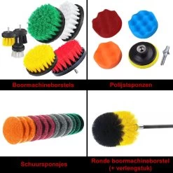 Borstelset Boormachine 25 Delig Per 2 - Schuursponsjes- Schrobborstel - Boorborstel - Schuurborstel - Borstel Boormachine - Schoonmaakborstel - Reinigingsborstel - Tapijtreiniger - Borstelset -Schoonmaakartikelen Winkel 1200x1200 1436