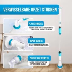 Strex Elektrische Schoonmaakborstel - Draadloze Schrobborstel - Schrobber - 3 Opzetstukken - Telescoopsteel - Poetsmachine Met Krachtige Accu -Schoonmaakartikelen Winkel 1200x1200 1495