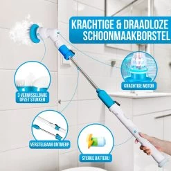 Strex Elektrische Schoonmaakborstel - Draadloze Schrobborstel - Schrobber - 3 Opzetstukken - Telescoopsteel - Poetsmachine Met Krachtige Accu -Schoonmaakartikelen Winkel 1200x1200 1496