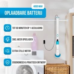 Strex Elektrische Schoonmaakborstel - Draadloze Schrobborstel - Schrobber - 3 Opzetstukken - Telescoopsteel - Poetsmachine Met Krachtige Accu -Schoonmaakartikelen Winkel 1200x1200 1497