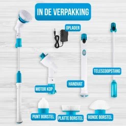 Strex Elektrische Schoonmaakborstel - Draadloze Schrobborstel - Schrobber - 3 Opzetstukken - Telescoopsteel - Poetsmachine Met Krachtige Accu -Schoonmaakartikelen Winkel 1200x1200 1500