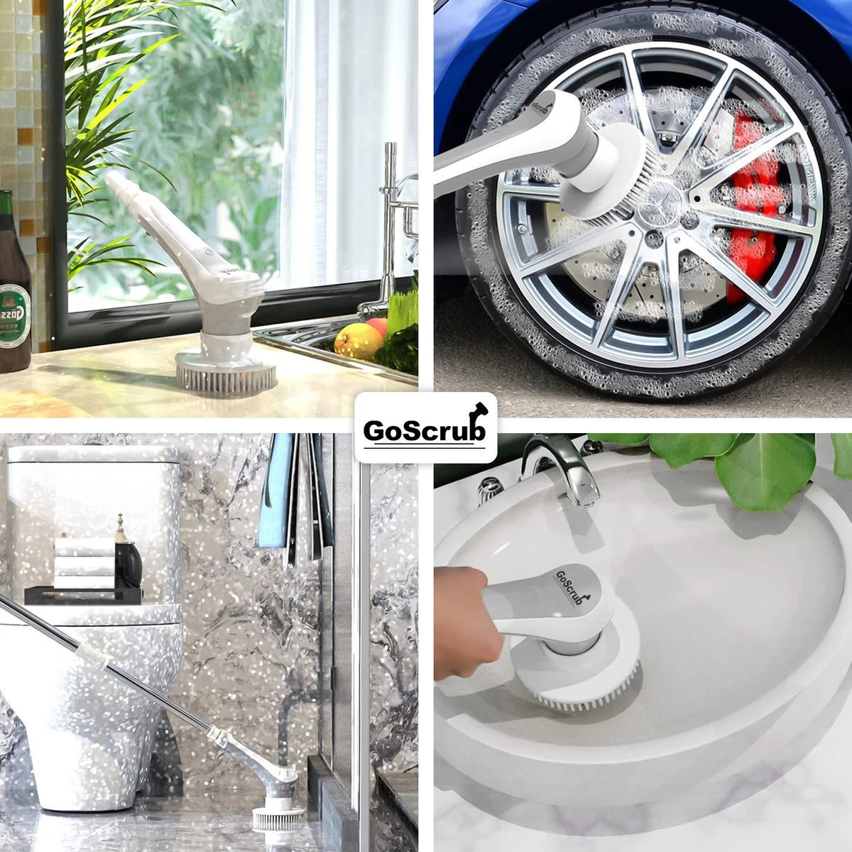 GoScrub® Elektrische Schoonmaakborstel – Elektrische Schrobber - Schrobborstel – Voor Badkamer Of Keuken – Schrobber Met Steel – Luiwagen – Polijstmachine - Poetsmachine Met 10 Opzetstukken 4 GoScrub® Elektrische Schoonmaakborstel – Elektrische Schrobber - Schrobborstel – Voor Badkamer Of Keuken – Schrobber Met Steel – Luiwagen – Polijstmachine - Poetsmachine Met 10 Opzetstukken - Afbeelding 2