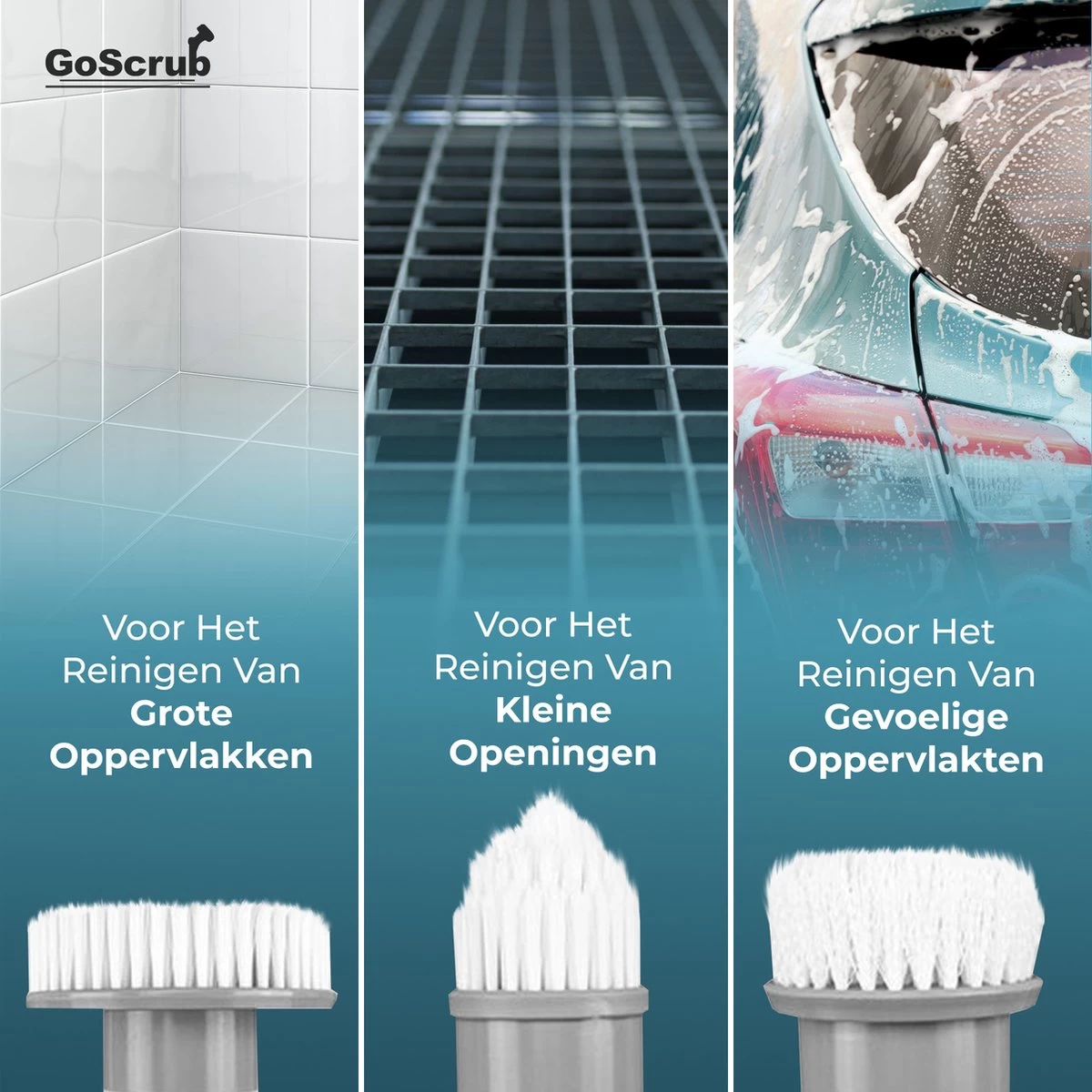 GoScrub® Elektrische Schoonmaakborstel – Elektrische Schrobber - Schrobborstel – Voor Badkamer Of Keuken – Schrobber Met Steel – Luiwagen – Polijstmachine - Poetsmachine Met 10 Opzetstukken 9 GoScrub® Elektrische Schoonmaakborstel – Elektrische Schrobber - Schrobborstel – Voor Badkamer Of Keuken – Schrobber Met Steel – Luiwagen – Polijstmachine - Poetsmachine Met 10 Opzetstukken - Afbeelding 7