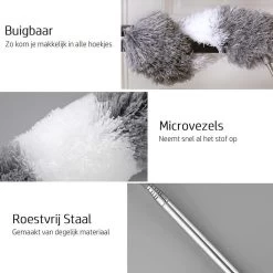 Vannons - Plumeau - Ragebol - Plumeau Uitschuifbaar Tot 245 Cm - Met Telescoopsteel - Wasbaar Microvezel - Grijs Wit -Schoonmaakartikelen Winkel 1200x1200 1601
