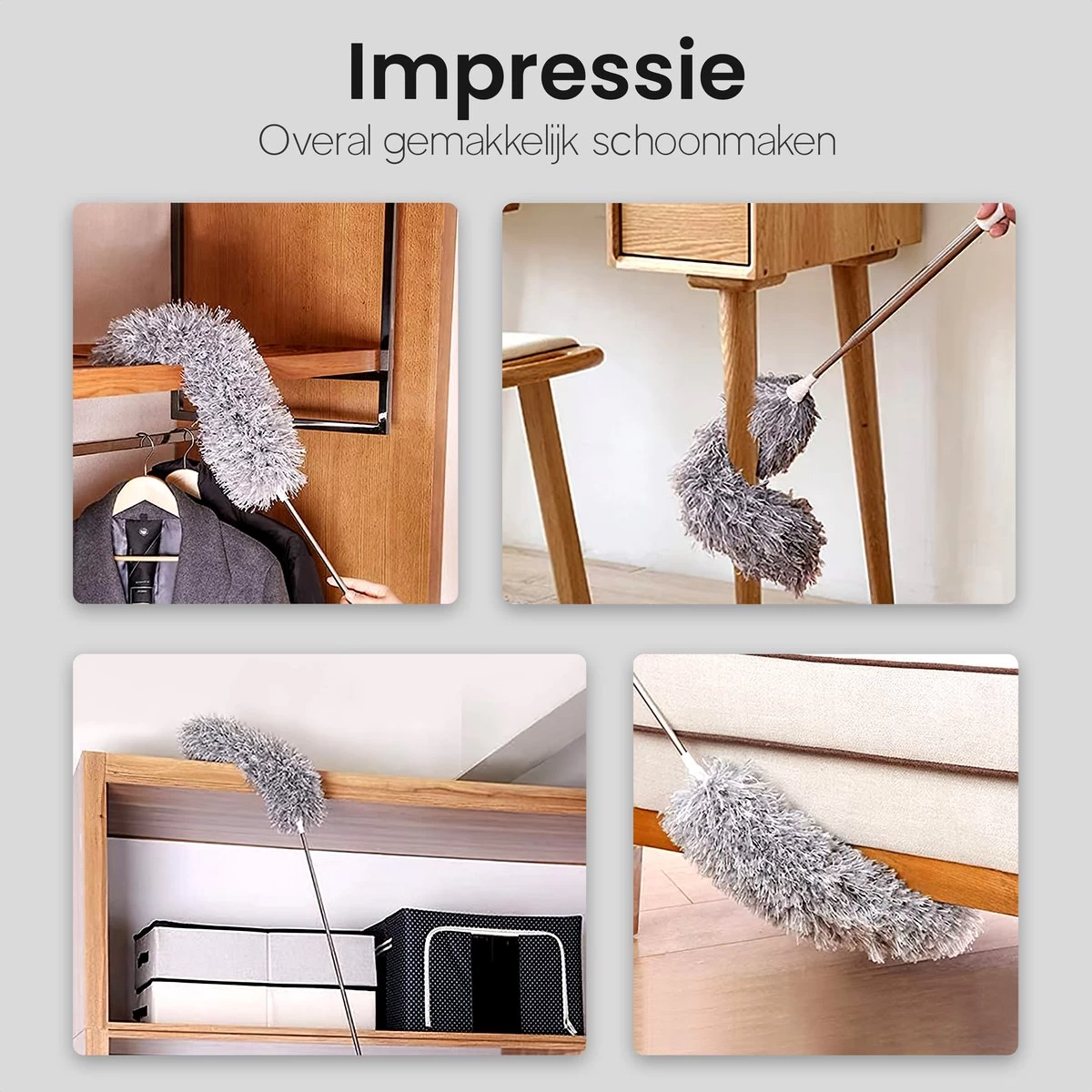 Plumeau Uitschuifbaar Tot 280cm - RVS - Telescopisch - Plumeau Met Telescoopsteel - 360° Flexibel 11 Plumeau Uitschuifbaar Tot 280cm - RVS - Telescopisch - Plumeau Met Telescoopsteel - 360° Flexibel - Afbeelding 9