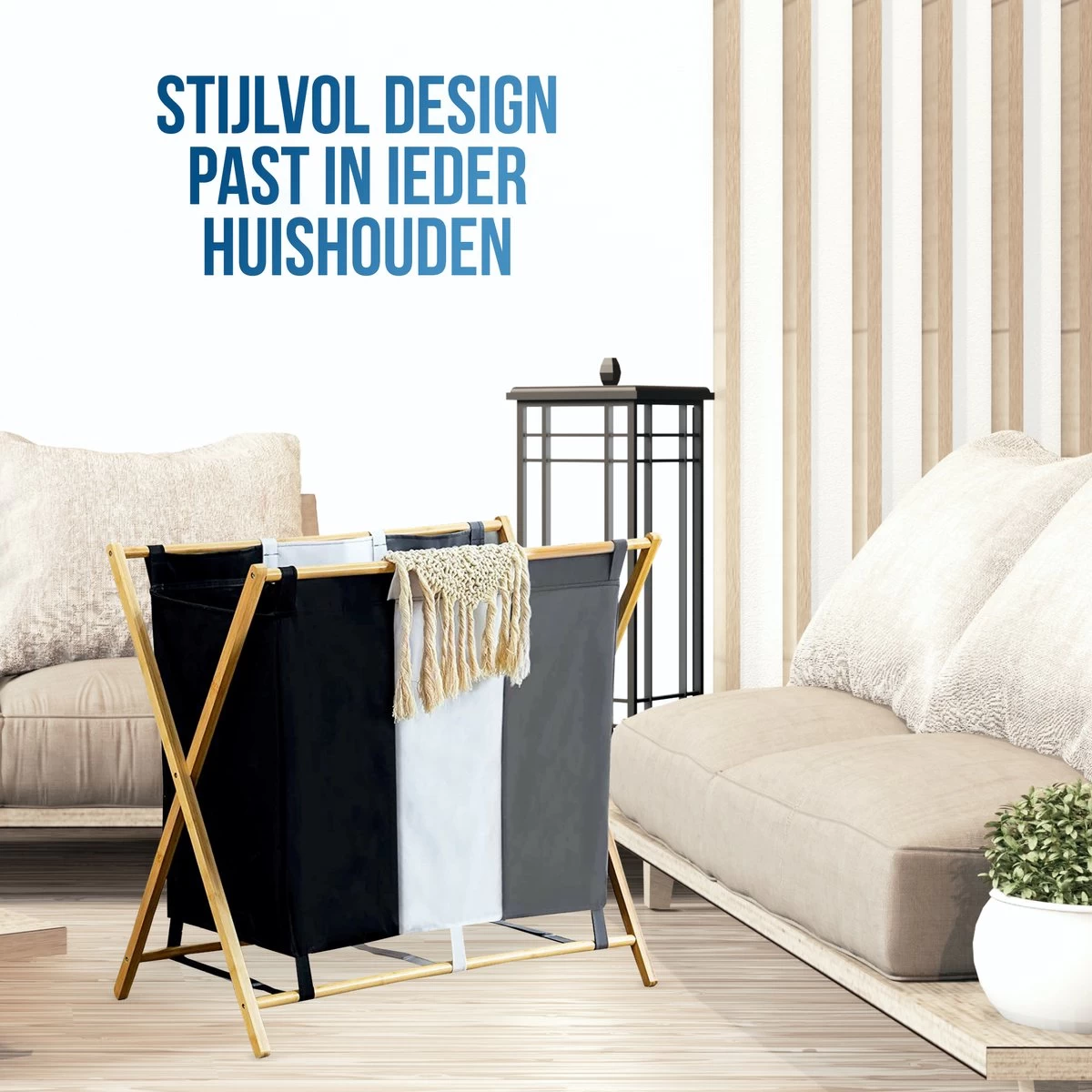 Strex Wasmand Met 3 Vakken 143L - Opklapbaar - Wassorteerder 10 Strex Wasmand Met 3 Vakken 143L - Opklapbaar - Wassorteerder - Afbeelding 8