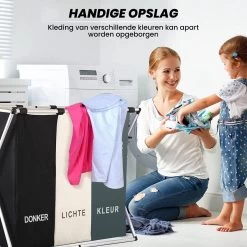 Wasmand 3 Vakken 90L - Opvouwbare Wassorteerder Met NL Opdruk - Aluminium Frame - -Schoonmaakartikelen Winkel 1200x1200 1724