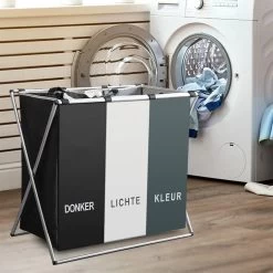Wasmand 3 Vakken 90L - Opvouwbare Wassorteerder Met NL Opdruk - Aluminium Frame - -Schoonmaakartikelen Winkel 1200x1200 1726