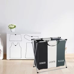 Wasmand 3 Vakken 90L - Opvouwbare Wassorteerder Met NL Opdruk - Aluminium Frame - -Schoonmaakartikelen Winkel 1200x1200 1727