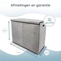 Zonovi Wasmand – 3 Vakken Met Deksel – Opvouwbaar – Wassorteerder – Dubbele Wasmand – Laundry Basket – Wasbox – Organizer Kleding - Stof – Grijs – 110 Liter 11 Zonovi Wasmand – 3 Vakken Met Deksel – Opvouwbaar – Wassorteerder – Dubbele Wasmand – Laundry Basket – Wasbox – Organizer Kleding - Stof – Grijs – 110 Liter -Schoonmaakartikelen Winkel 1200x1200 1753