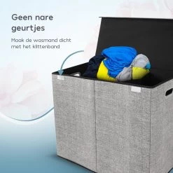 Zonovi Wasmand – 3 Vakken Met Deksel – Opvouwbaar – Wassorteerder – Dubbele Wasmand – Laundry Basket – Wasbox – Organizer Kleding - Stof – Grijs – 110 Liter 14 Zonovi Wasmand – 3 Vakken Met Deksel – Opvouwbaar – Wassorteerder – Dubbele Wasmand – Laundry Basket – Wasbox – Organizer Kleding - Stof – Grijs – 110 Liter -Schoonmaakartikelen Winkel 1200x1200 1756