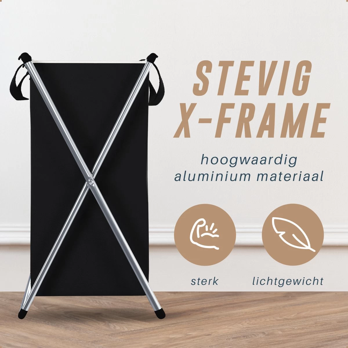 Landys Wasmand 3 Vakken - Opvouwbare Wassorteerder Met NL Opdruk - Aluminium Frame - 90L 8 Landys Wasmand 3 Vakken - Opvouwbare Wassorteerder Met NL Opdruk - Aluminium Frame - 90L - Afbeelding 6