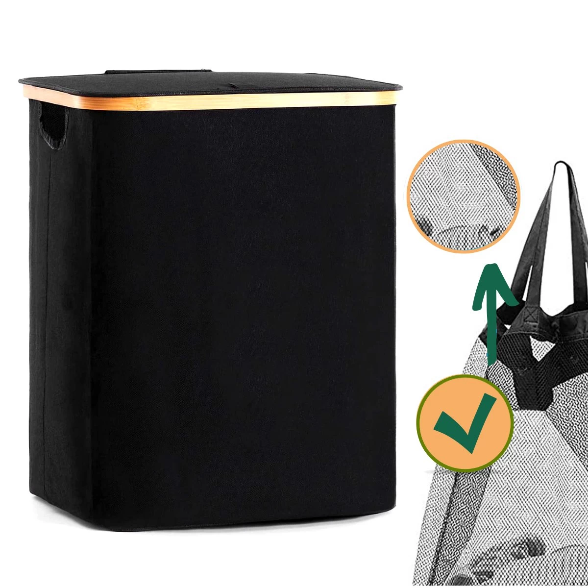 BrandtBergkamp Wasmand Zwart - 2 Stuks - Opvouwbare Wasmand - Wassorteerder - 150L 9 BrandtBergkamp Wasmand Zwart - 2 Stuks - Opvouwbare Wasmand - Wassorteerder - 150L - Afbeelding 7