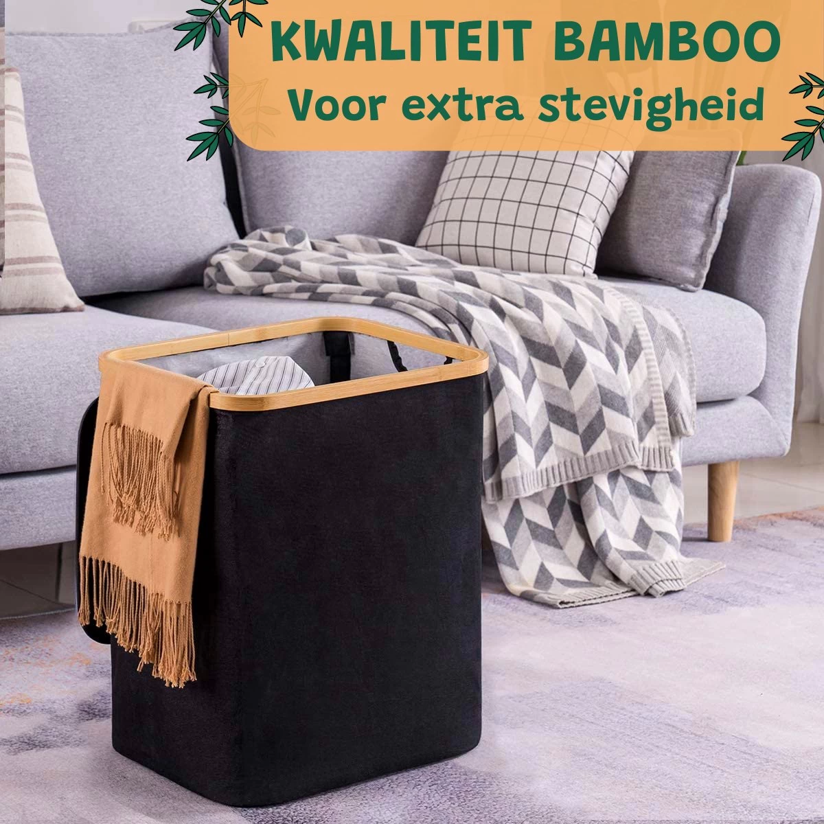 BrandtBergkamp Wasmand Zwart - 2 Stuks - Opvouwbare Wasmand - Wassorteerder - 150L 11 BrandtBergkamp Wasmand Zwart - 2 Stuks - Opvouwbare Wasmand - Wassorteerder - 150L - Afbeelding 9