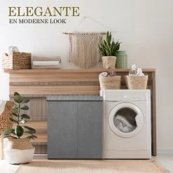 MIRI Wasmand – 3 Vakken Met Deksel – Wassorteerder – Grijs – 120 Liter – Wasbox – Opvouwbaar – Organizer Kleding – Laundry Basket -Schoonmaakartikelen Winkel 1200x1200 1832