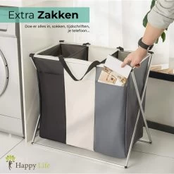 HAPPY LIFE – Wassorteerder – Stevige Grote Wasmand Met 3 Vakken – 118 L Opvouwbaar – Aluminium - Polyester 15 HAPPY LIFE – Wassorteerder – Stevige Grote Wasmand Met 3 Vakken – 118 L Opvouwbaar – Aluminium - Polyester -Schoonmaakartikelen Winkel 1200x1200 1861