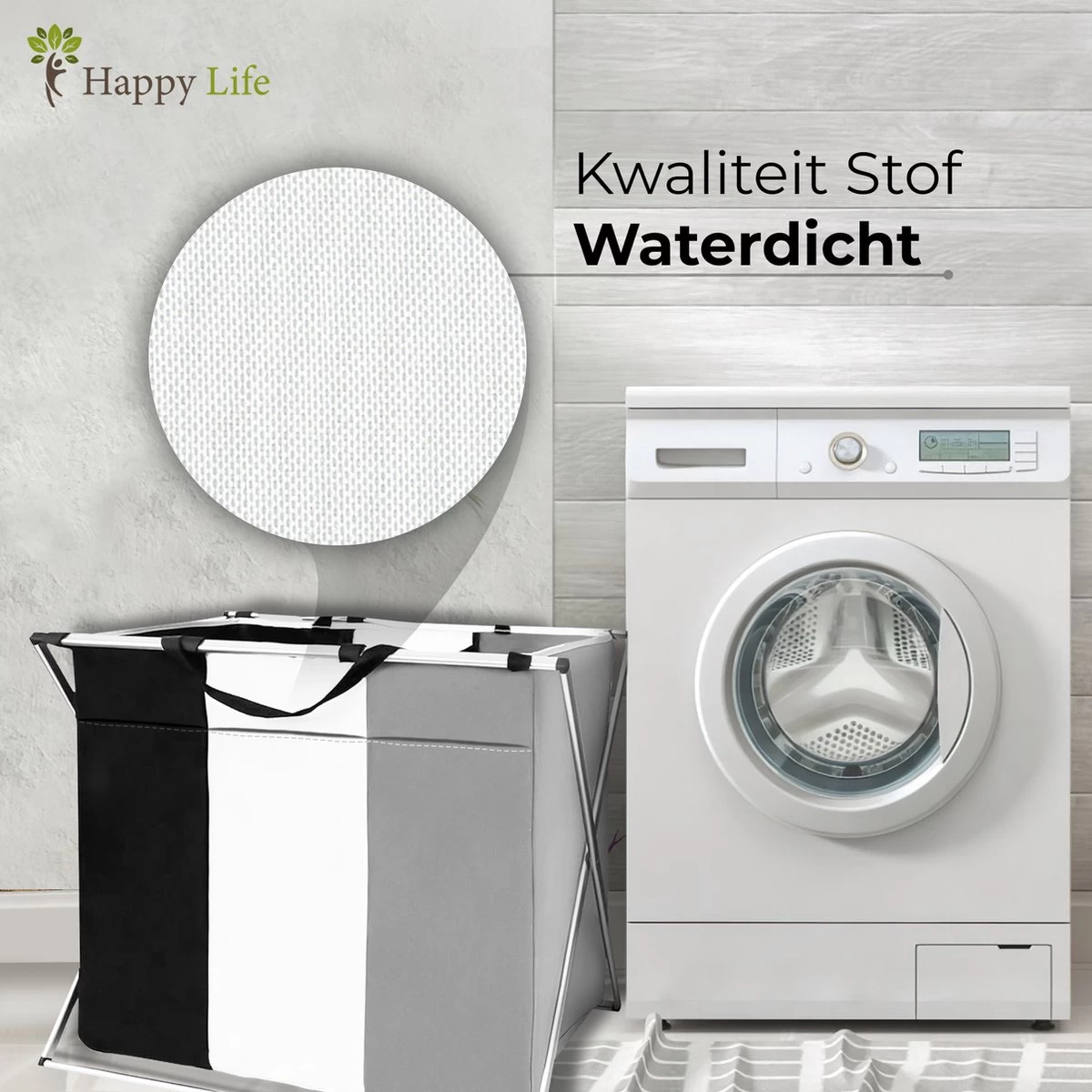 HAPPY LIFE – Wassorteerder – Stevige Grote Wasmand Met 3 Vakken – 118 L Opvouwbaar – Aluminium - Polyester 8 HAPPY LIFE – Wassorteerder – Stevige Grote Wasmand Met 3 Vakken – 118 L Opvouwbaar – Aluminium - Polyester - Afbeelding 6
