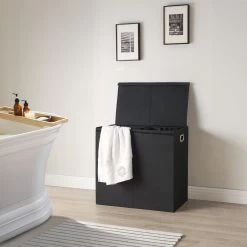 ACAZA Wasmand Met 2 Compartimenten - Uitneembare Zakken Met Elk 61 Liter Inhoud - Zwart -Schoonmaakartikelen Winkel 1200x1200 1871