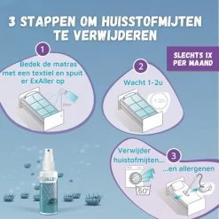 Exaller Anti Huisstofmijt Spray 150ml - 100% Natuurlijk Huismijt Bestrijder - Klinisch Getest - Behandeling En Preventie Van Huisstofmijtallergie -Schoonmaakartikelen Winkel 1200x1200 1930