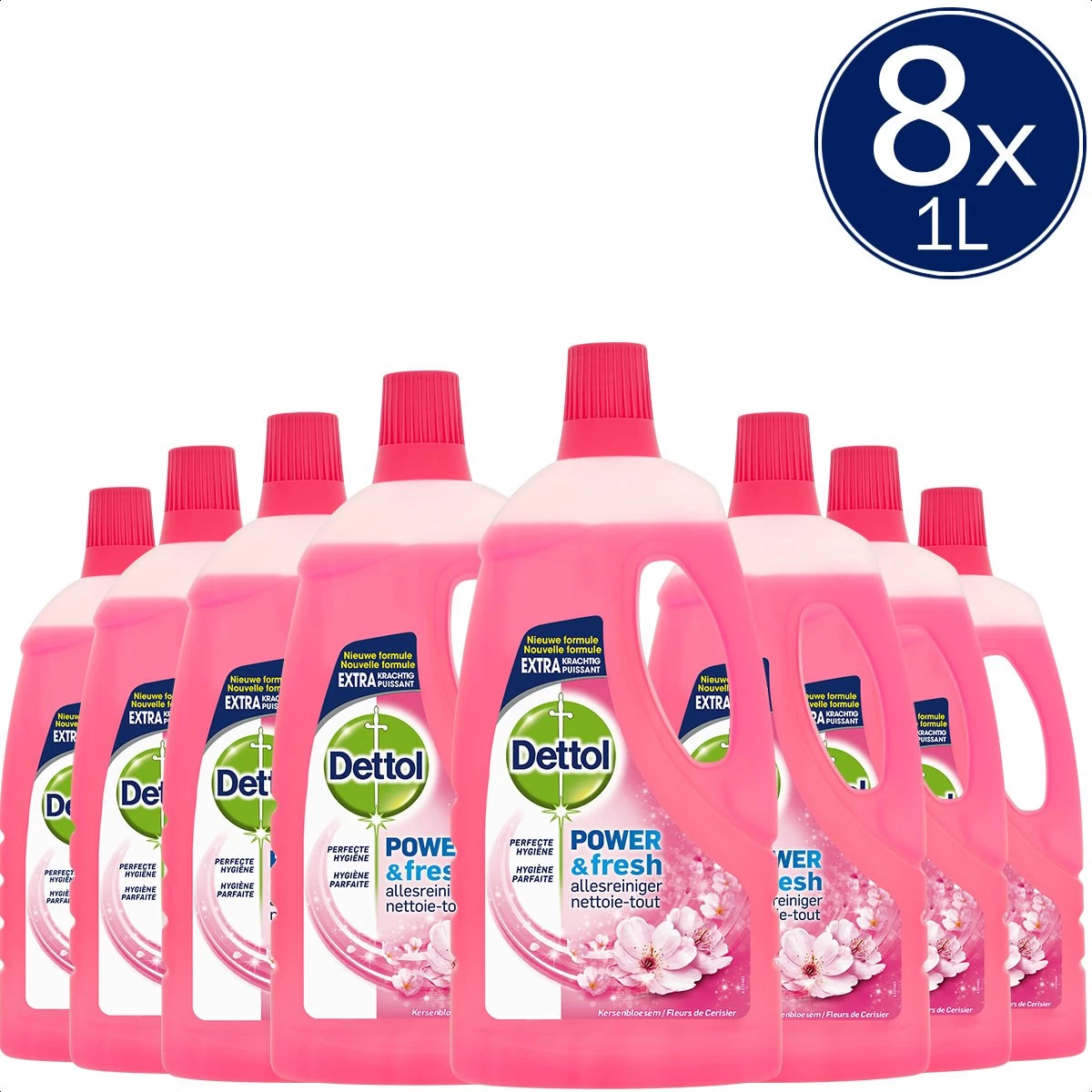 Dettol - Power & Fresh - Allesreiniger - Kersenbloesem - 8 X 1 Liter 3 Dettol - Power & Fresh - Allesreiniger - Kersenbloesem - 8 X 1 Liter