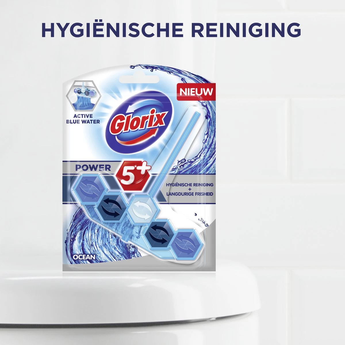 Glorix Power 5+ Ocean Toiletblokken - 7 Stuks - Voordeelverpakking 4 Glorix Power 5+ Ocean Toiletblokken - 7 Stuks - Voordeelverpakking - Afbeelding 2