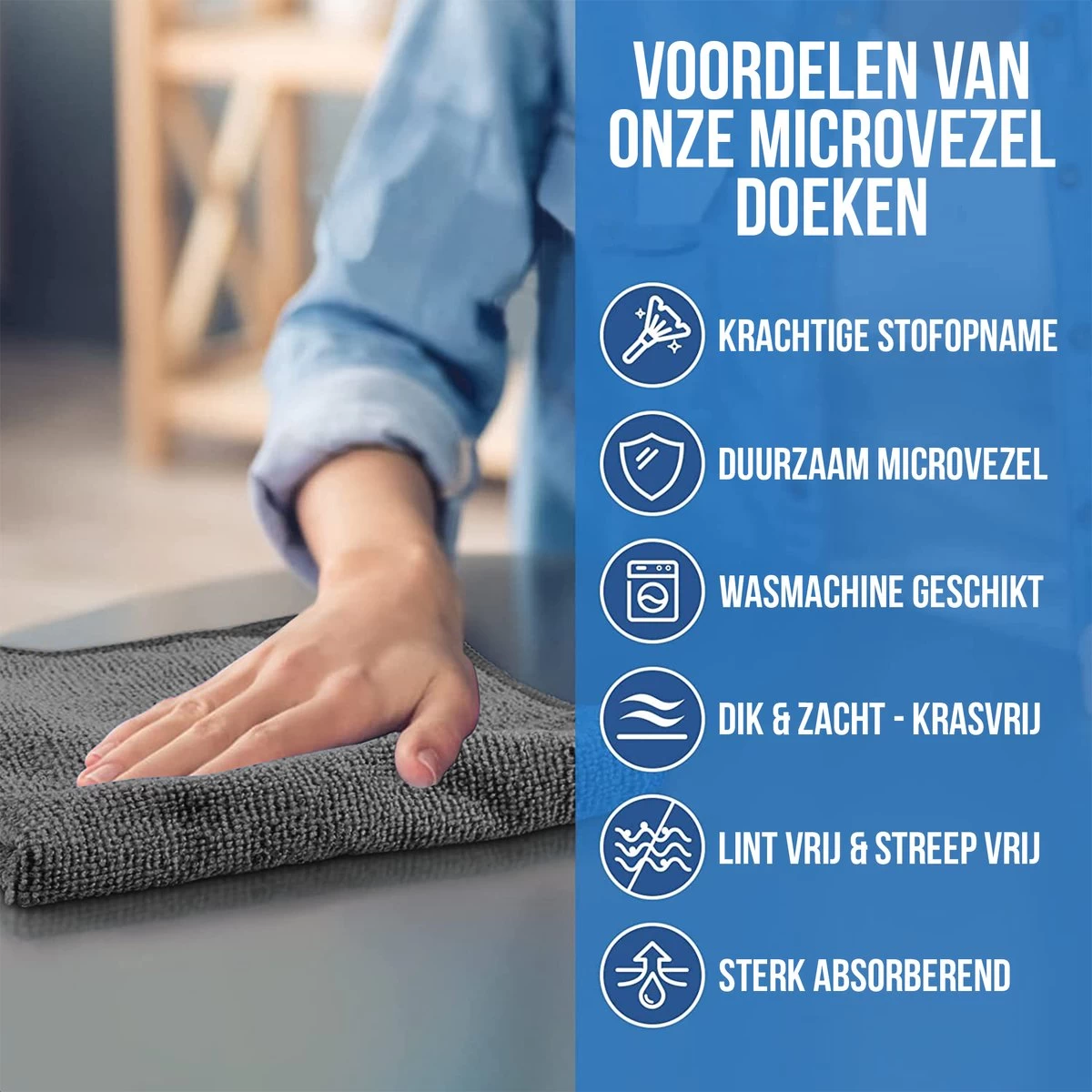 Strex Microvezeldoekjes - 12 Stuks 30 X 30 Cm - Wasbaar - Schoonmaakdoekjes - Schoonmaak / Auto 5 Strex Microvezeldoekjes - 12 Stuks 30 X 30 Cm - Wasbaar - Schoonmaakdoekjes - Schoonmaak / Auto - Afbeelding 3