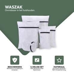 Merkloos Waszakken | Set Van 5 Waszakjes Met Rits - Waszak - Wasnet - Kledingzakjes - BH Was Zakjes - Laundry Bag Set Voor Ondergoed - Kleding - Delicaat Wasgoed - Wasmachine Zakjes - Wasgoed -Schoonmaakartikelen Winkel 1200x1200 511
