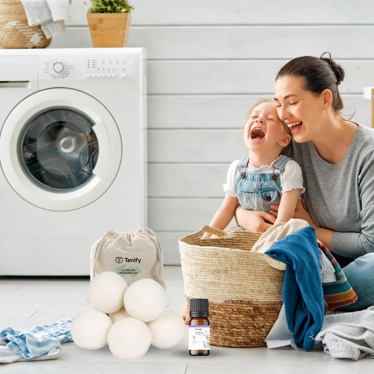 Tenify 6 XL Drogerballen + Extra Lavendel Olie - Wasbollen - Duurzaam - Schaapswol - Wasverzachter - Wasdrogerballen - Herbruikbare Droogballen - Energie Besparen 4 Tenify 6 XL Drogerballen + Extra Lavendel Olie - Wasbollen - Duurzaam - Schaapswol - Wasverzachter - Wasdrogerballen - Herbruikbare Droogballen - Energie Besparen - Afbeelding 2