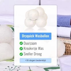 DRYQUICK Drogerballen- Wasbollen- Duurzaam Schapenwol - Herbruikbaar- 6 XL Wasballen Wit -Schoonmaakartikelen Winkel 1200x1200 570