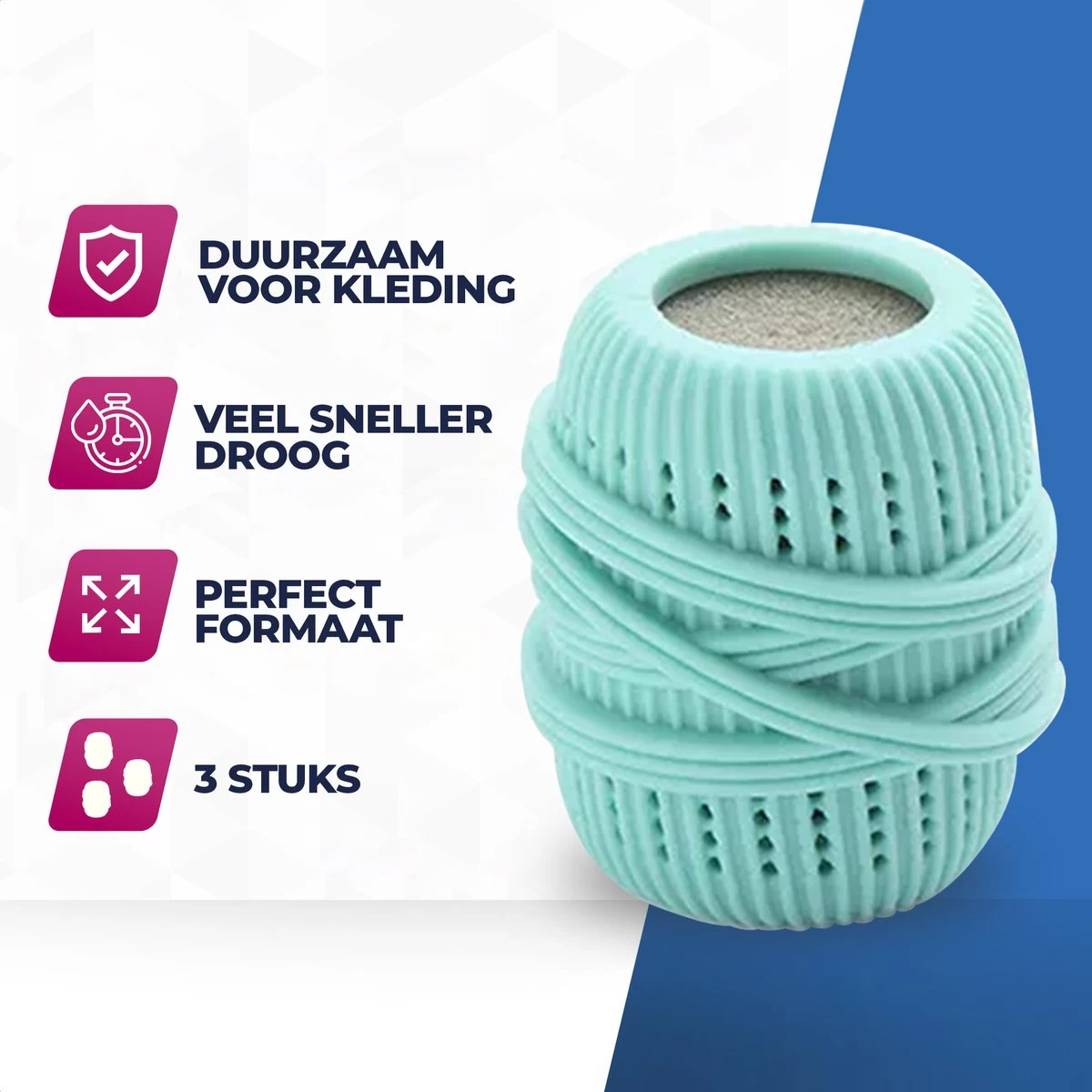 Roegaarden Drogerballen - Droogballen - Met Spons - Duurzaam - Sneller Droog 5 Roegaarden Drogerballen - Droogballen - Met Spons - Duurzaam - Sneller Droog - Afbeelding 3