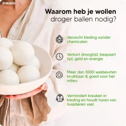 Drogerballen - Droogballen Voor Wasdrogers - Wasdrogerballen, Wasbollen & Wasballen - 100% Diervriendelijk, Duurzaam & Herbruikbaar - Duurzaam Cadeau - Energie Besparen - RWS Wol & Zero Waste - 6 Stuks Van Zivanto -Schoonmaakartikelen Winkel 1200x1200 669