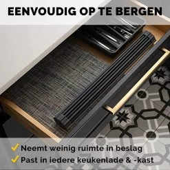 Kitch&Life Afdruiprek Oprolbaar - Mat Zwart - Pannenonderzetter - Afdruipmat - Keukenrek 3-in-1 -Schoonmaakartikelen Winkel 1200x1200 738