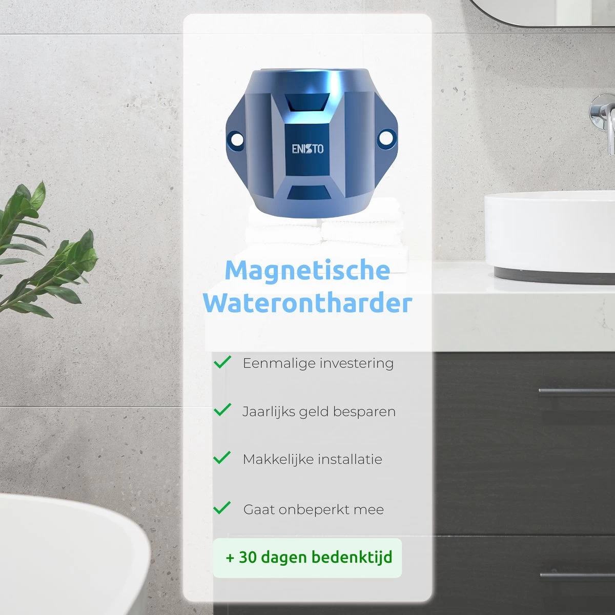 ENISTO® Magnetische Waterontharder Medium – Waterontharder Magneet – Douchefilter – 15.000 Gauss – Waterontkalker – Waterverzachter – Antikalk – Blauw – RVS 6 ENISTO® Magnetische Waterontharder Medium – Waterontharder Magneet – Douchefilter – 15.000 Gauss – Waterontkalker – Waterverzachter – Antikalk – Blauw – RVS - Afbeelding 4