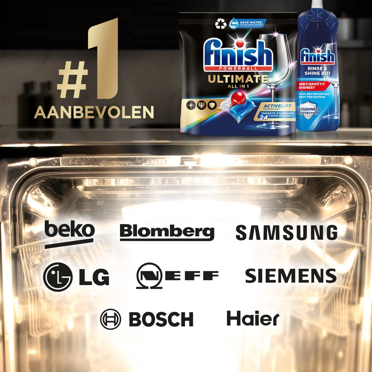 Finish Ultimate All In One Regular Vaatwastabletten - 80 Capsules 7 Finish Ultimate All In One Regular Vaatwastabletten - 80 Capsules - Afbeelding 5