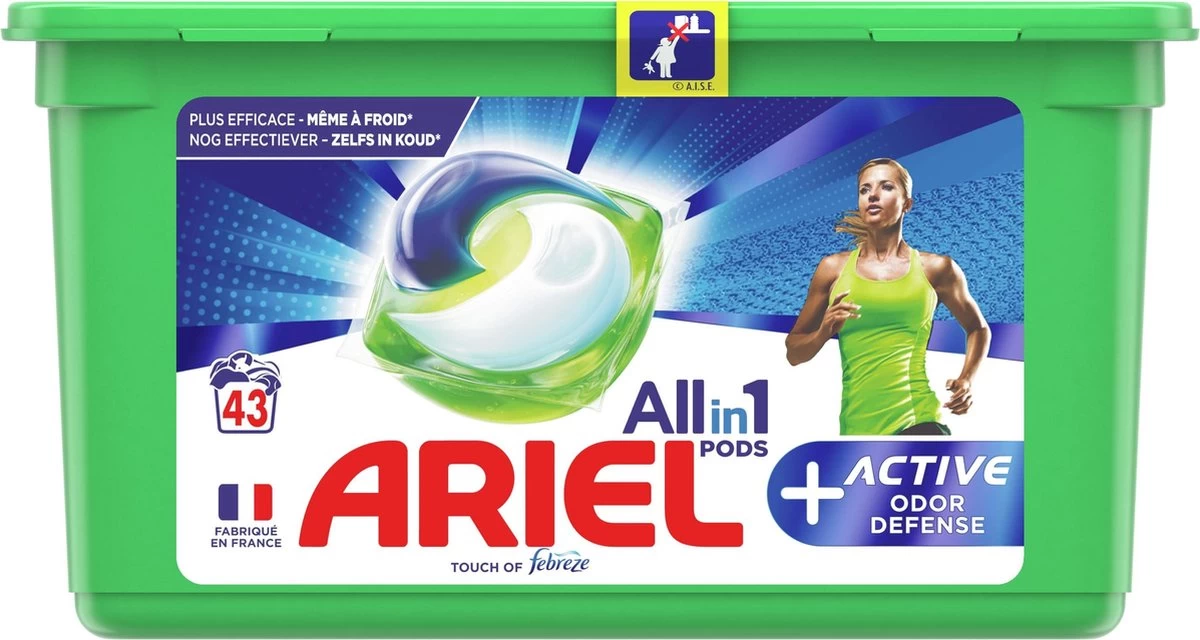 Ariel All In 1 Wasmiddel Pods + Actieve Geurbestrijding - 3x43 Wasbeurten - Voordeelverpakking 4 Ariel All In 1 Wasmiddel Pods + Actieve Geurbestrijding - 3x43 Wasbeurten - Voordeelverpakking - Afbeelding 2