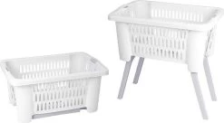 Excellent Houseware Wasmand Met Poten - Uitklapbaar - Kunststof - Wit