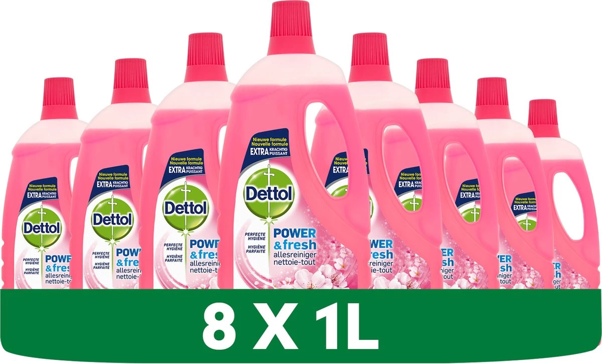 Dettol - Power & Fresh - Allesreiniger - Kersenbloesem - 8 X 1 Liter 5 Dettol - Power & Fresh - Allesreiniger - Kersenbloesem - 8 X 1 Liter - Afbeelding 3